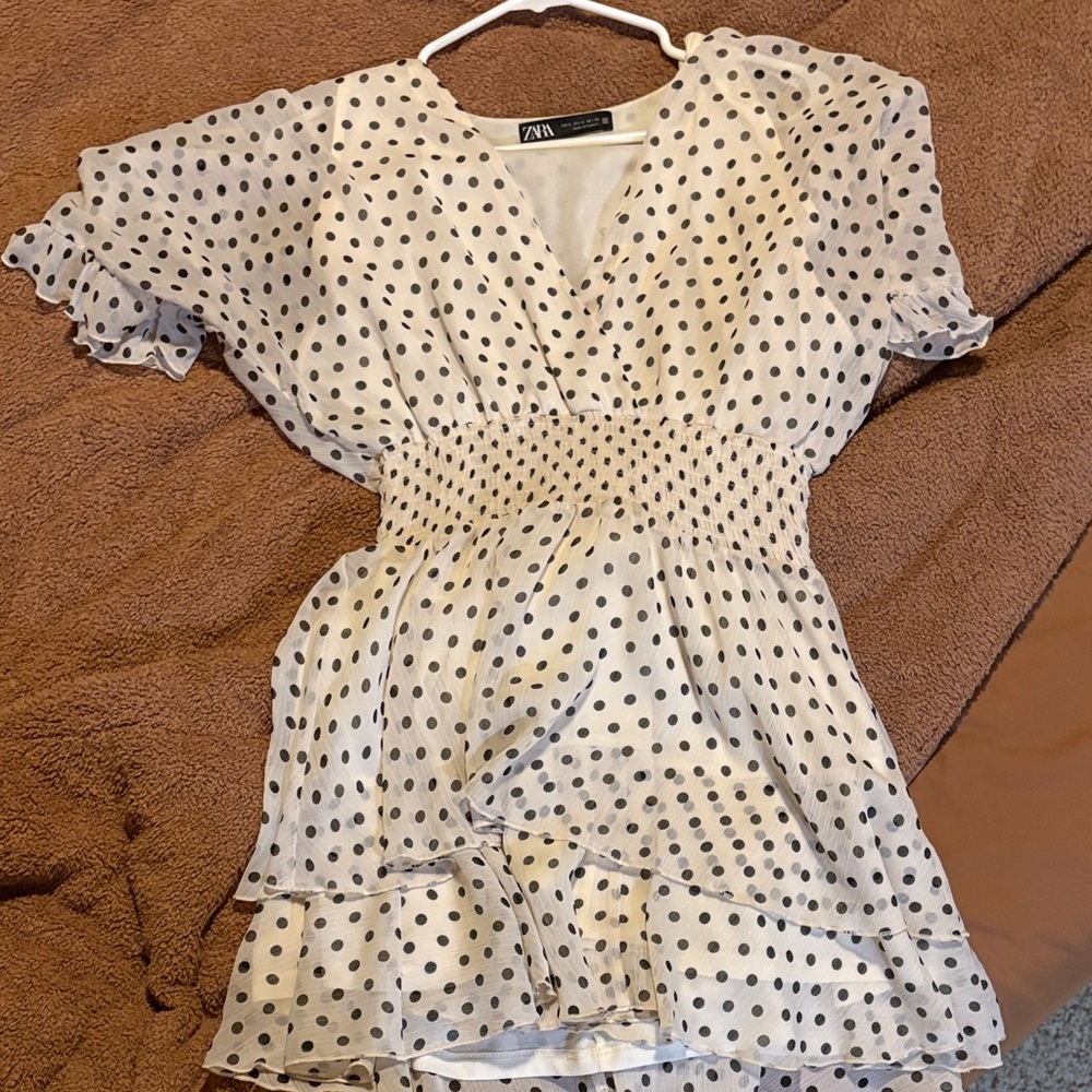 Zara Black and White Polka Dot Mini Dress